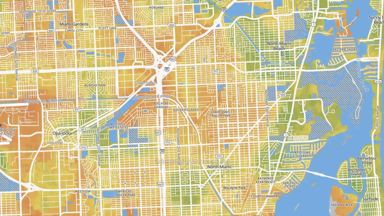Bike Grade map of Golden Glades, FL