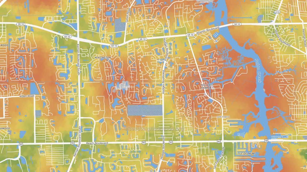 Bike Grade map of Golden Glades-The Woods, Jacksonville, FL