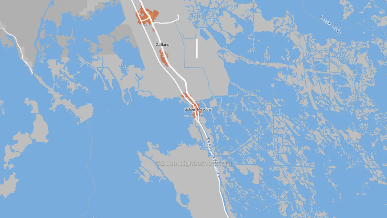 Bike Grade map of Golden Meadow, LA