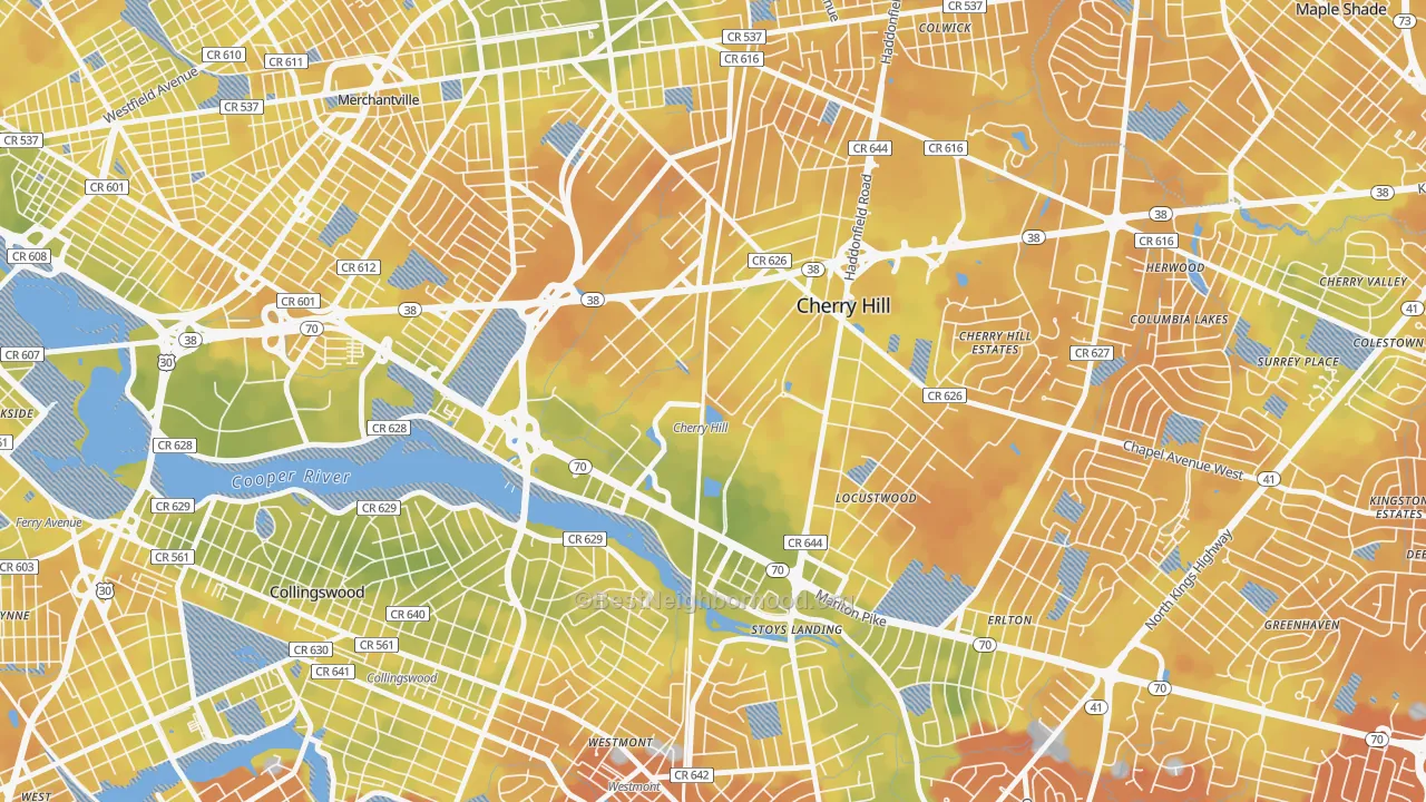 Bike Grade map of Golden Triangle, NJ