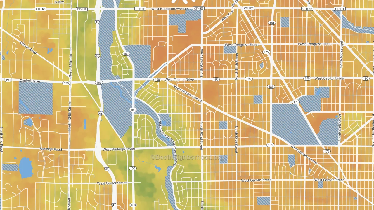 Bike Grade map of Golden Valley, Milwaukee, WI