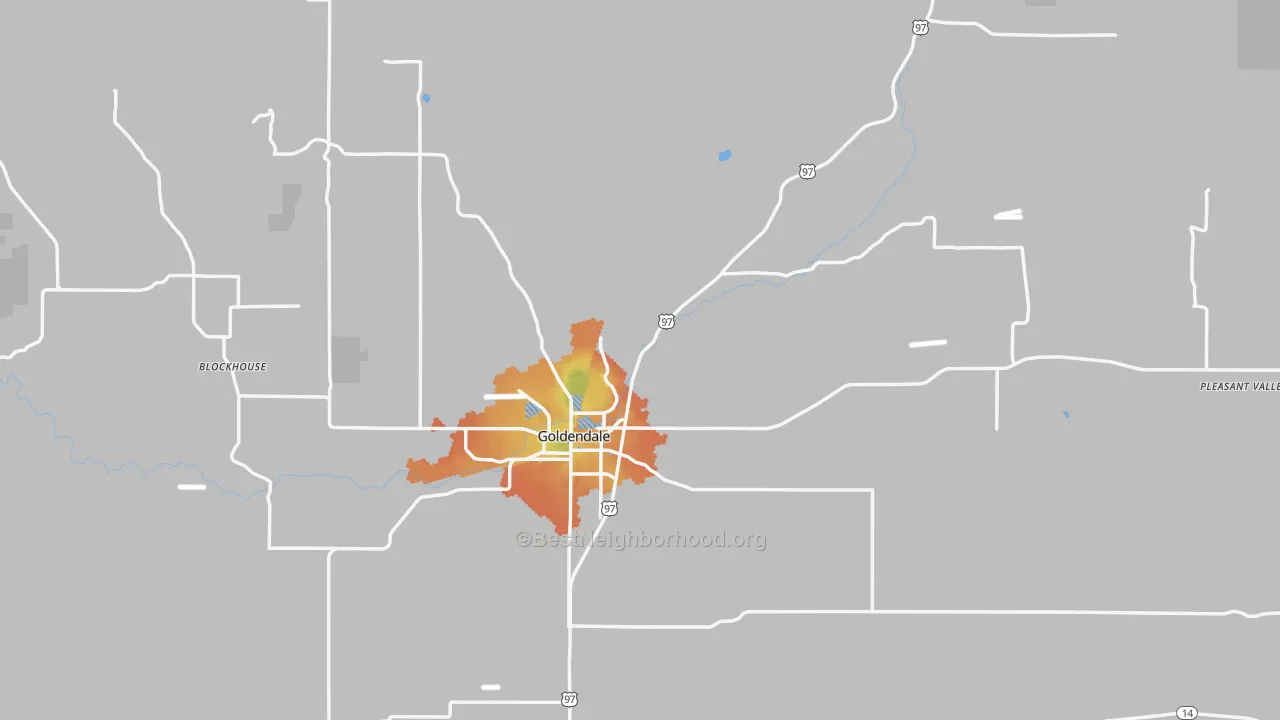 Bike Grade map of Goldendale, WA