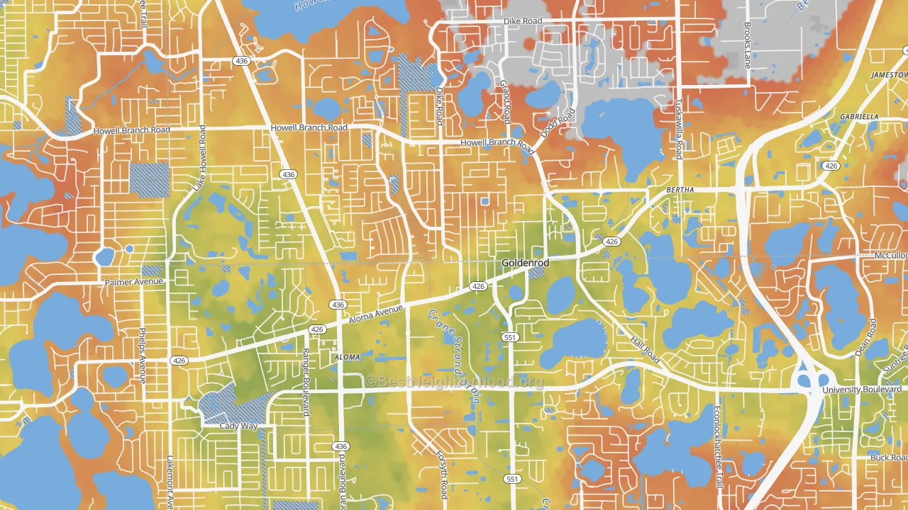 Bike Grade map of Goldenrod, FL
