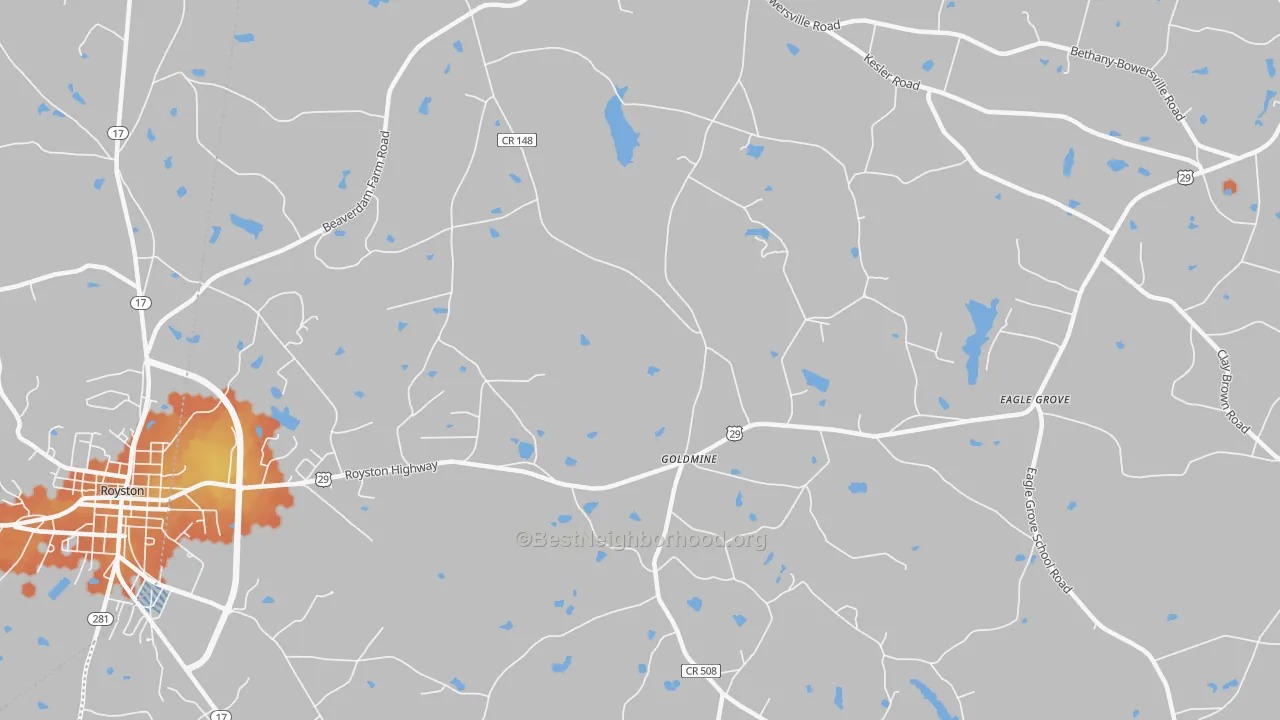 Bike Grade map of Goldmine, GA