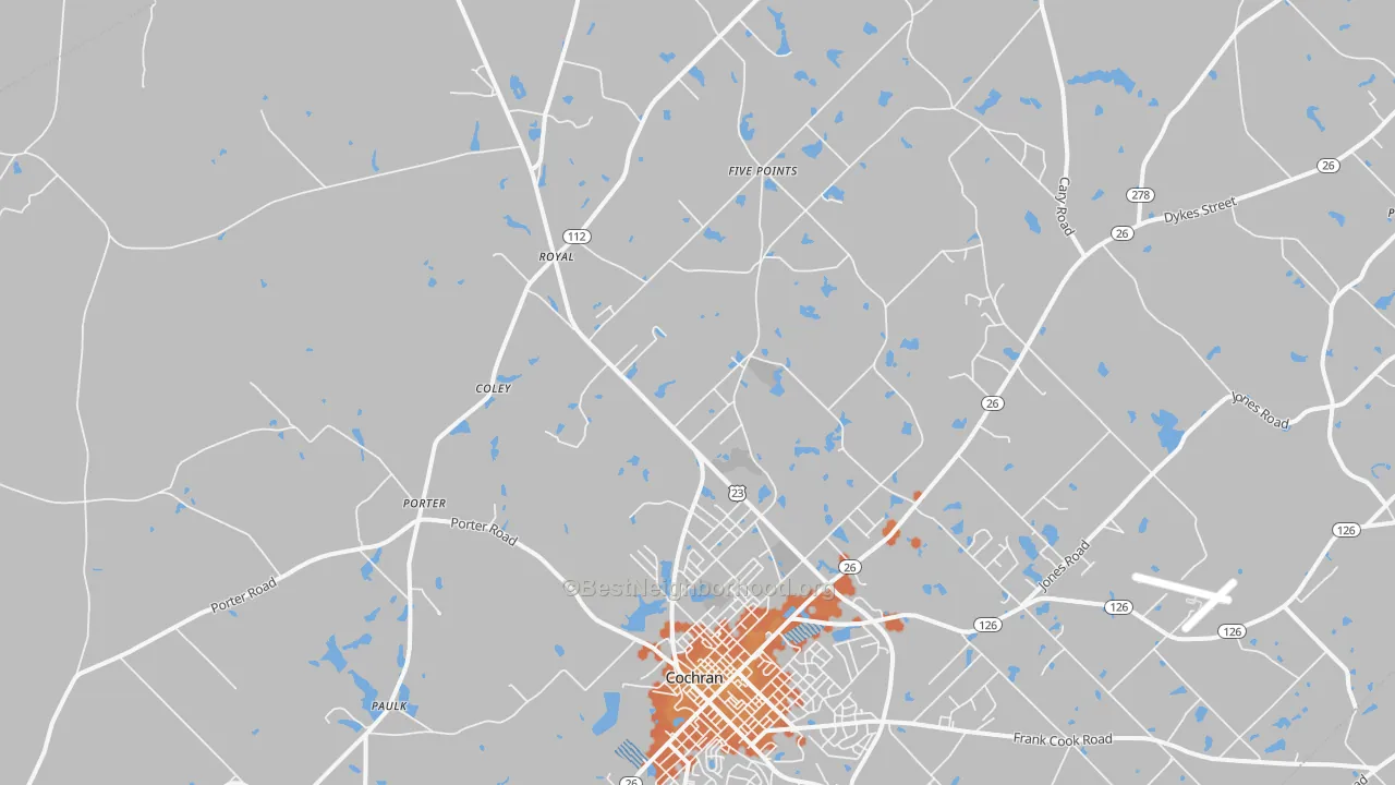 Bike Grade map of Goldsboro, GA