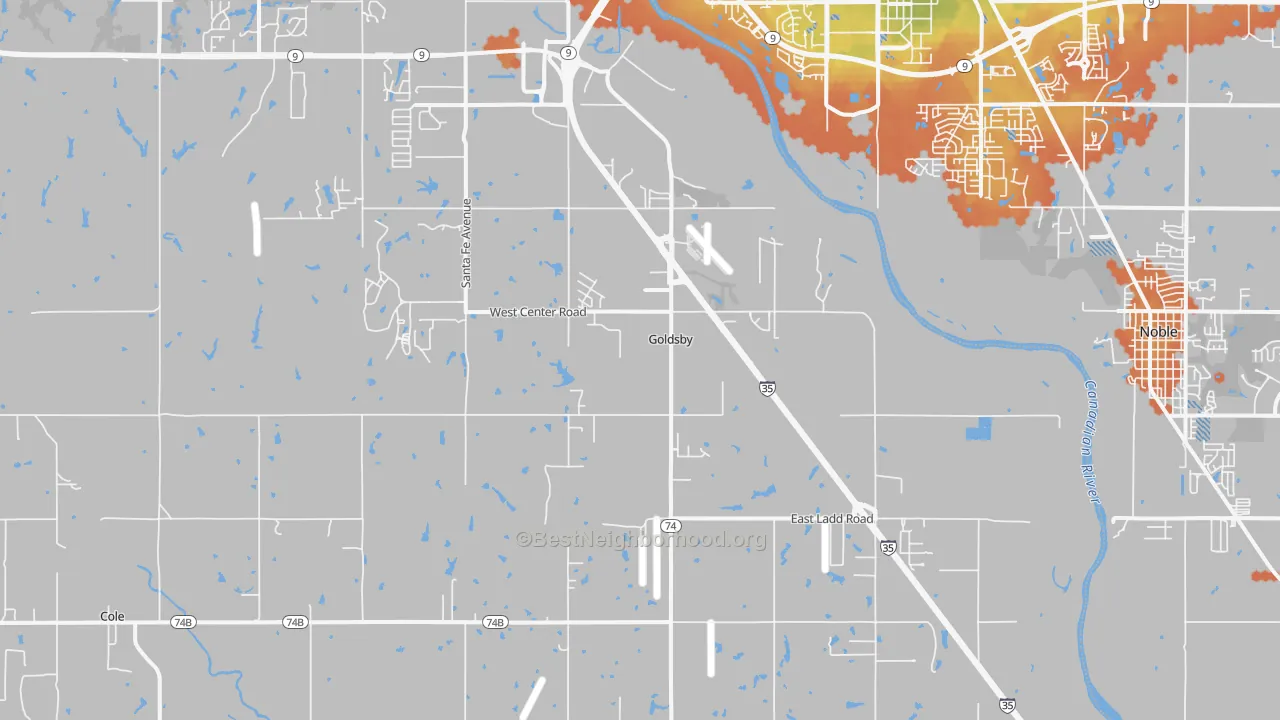 Bike Grade map of Goldsby, OK