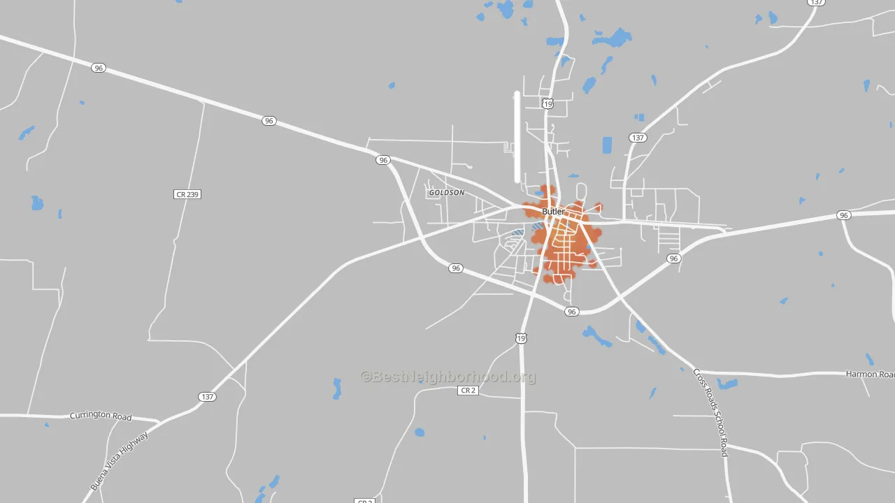 Bike Grade map of Goldson, GA