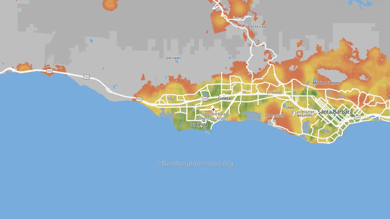 Bike Grade map of Goleta, CA