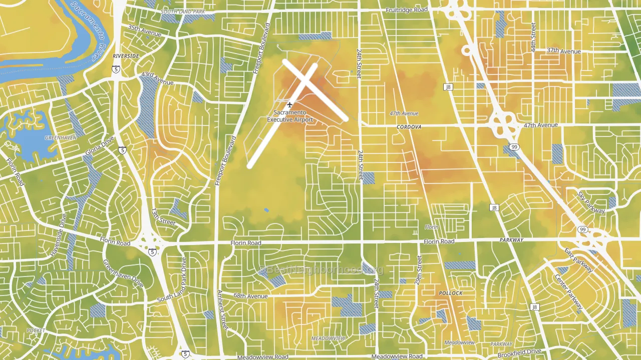 Bike Grade map of Golf Course Terrace, Sacramento, CA