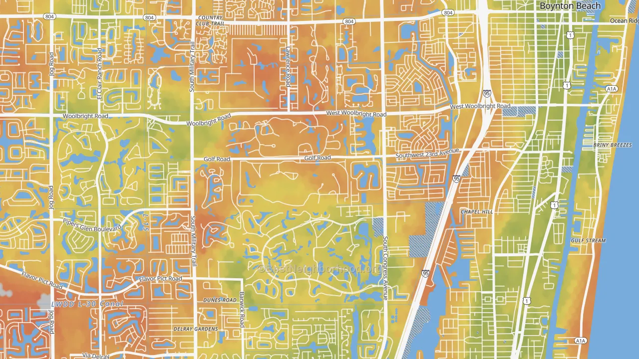 Bike Grade map of Golf, FL