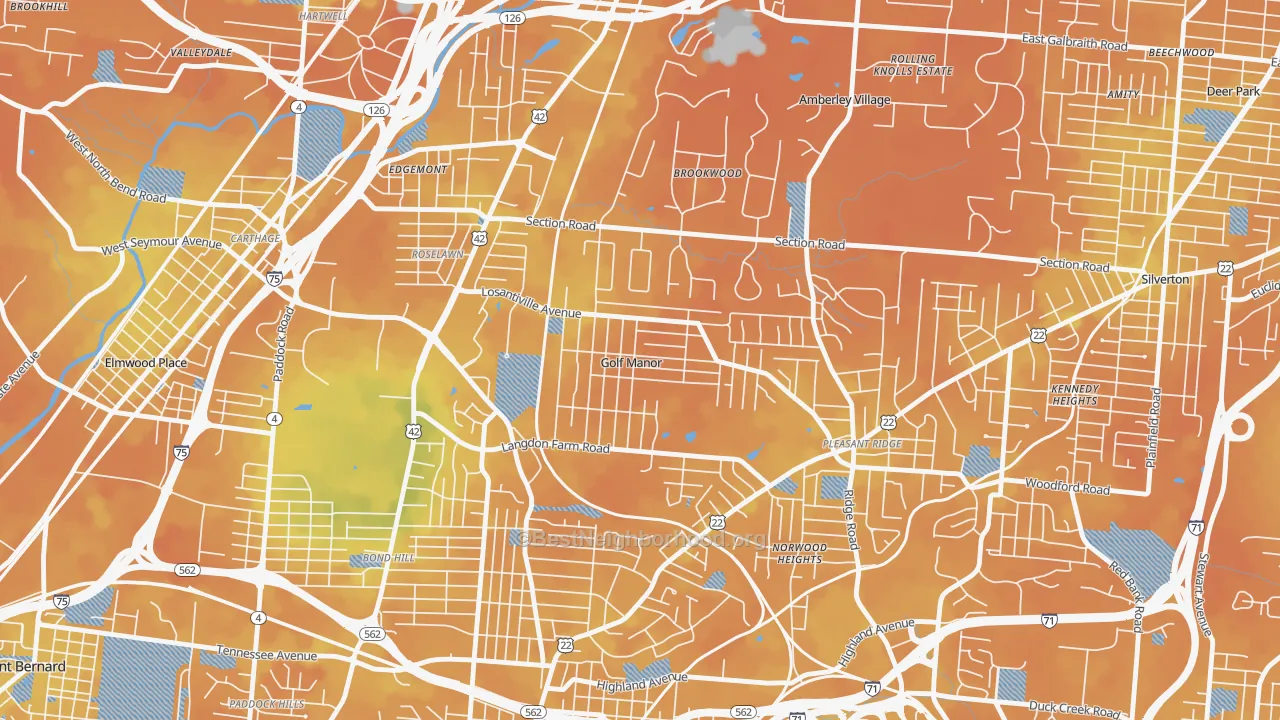 Bike Grade map of Golf Manor, OH