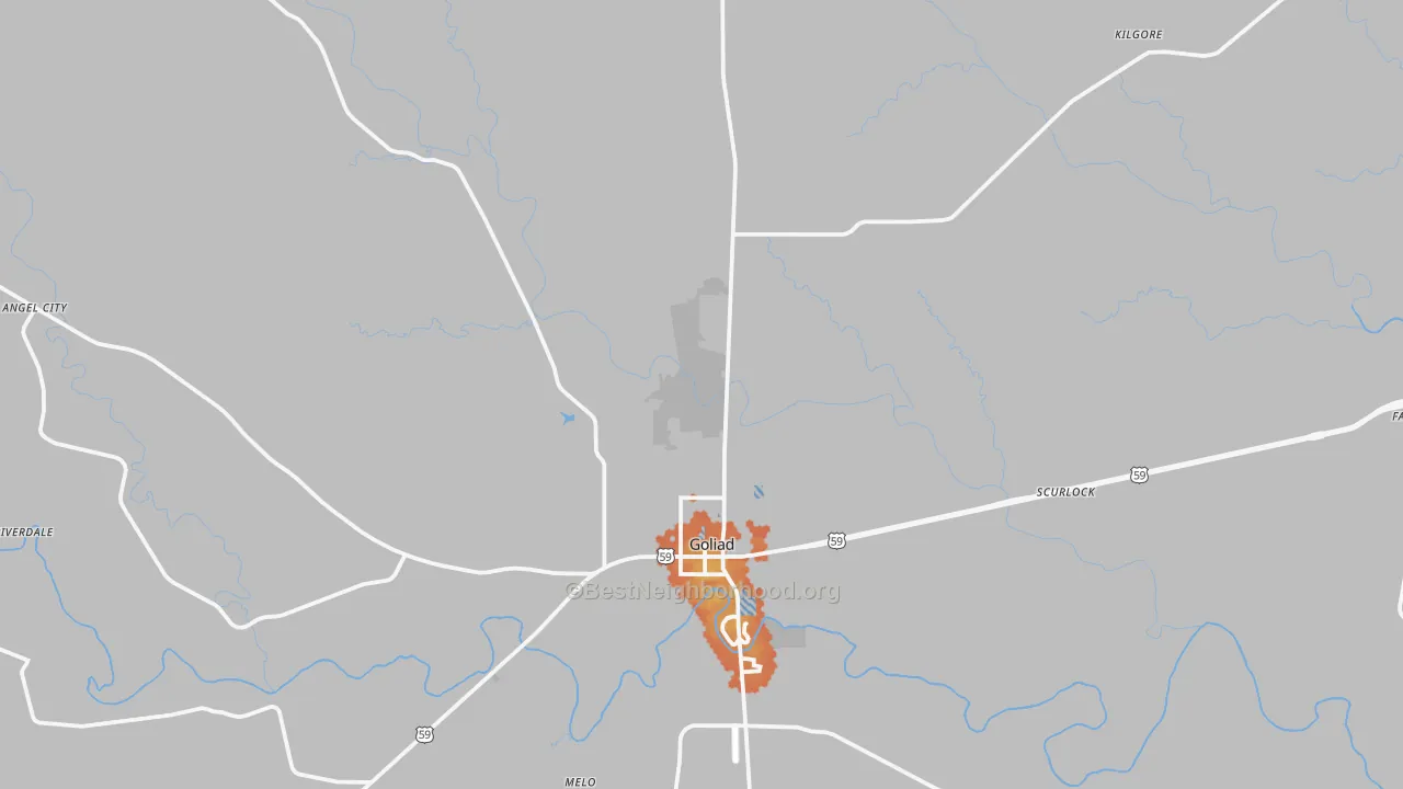 Bike Grade map of Goliad, TX
