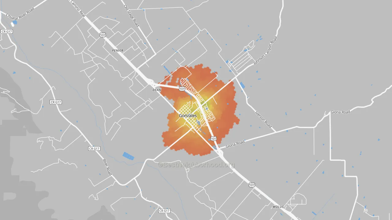 Bike Grade map of Gonzales, CA