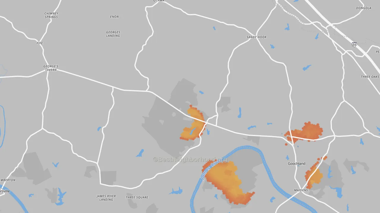 Bike Grade map of Goochland, VA