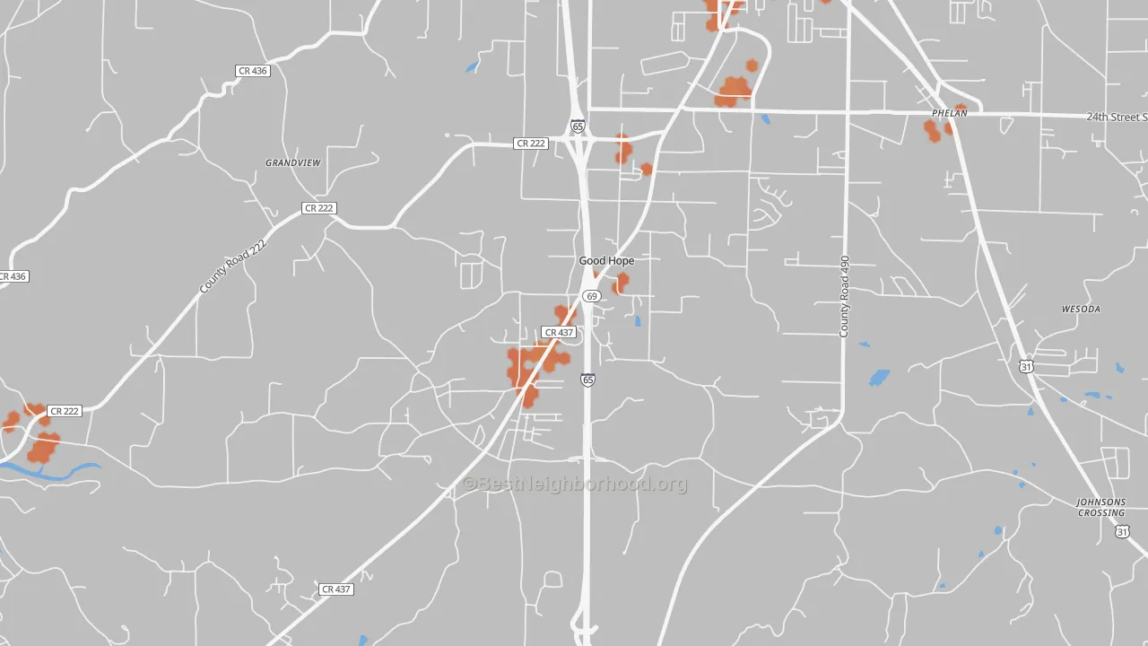 Bike Grade map of Good Hope, AL
