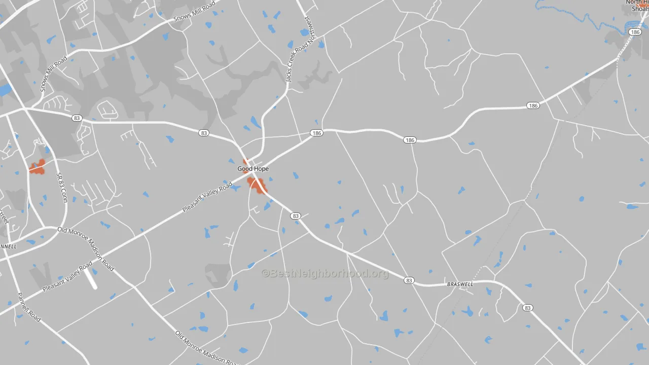 Bike Grade map of Good Hope, GA