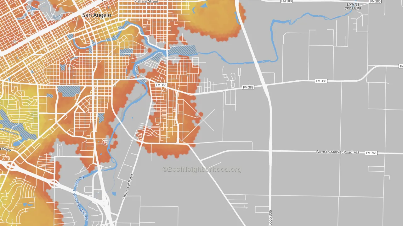 Bike Grade map of Goodfellow Afb, TX