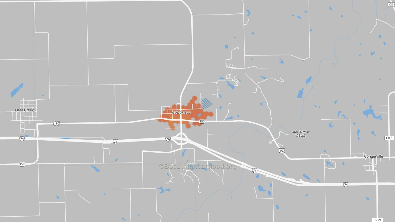 Bike Grade map of Goodfield, IL