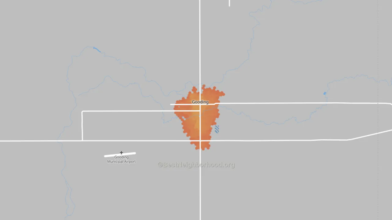 Bike Grade map of Gooding, ID