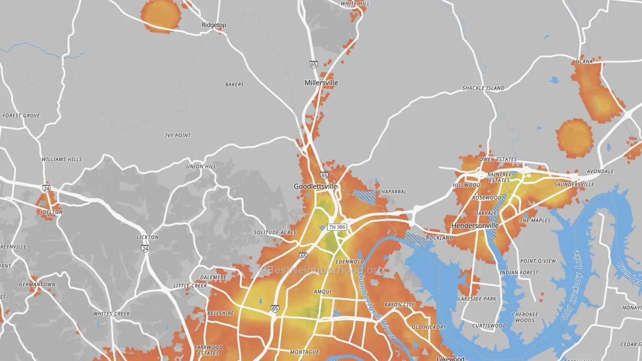 Bike Grade map of Goodlettsville, TN