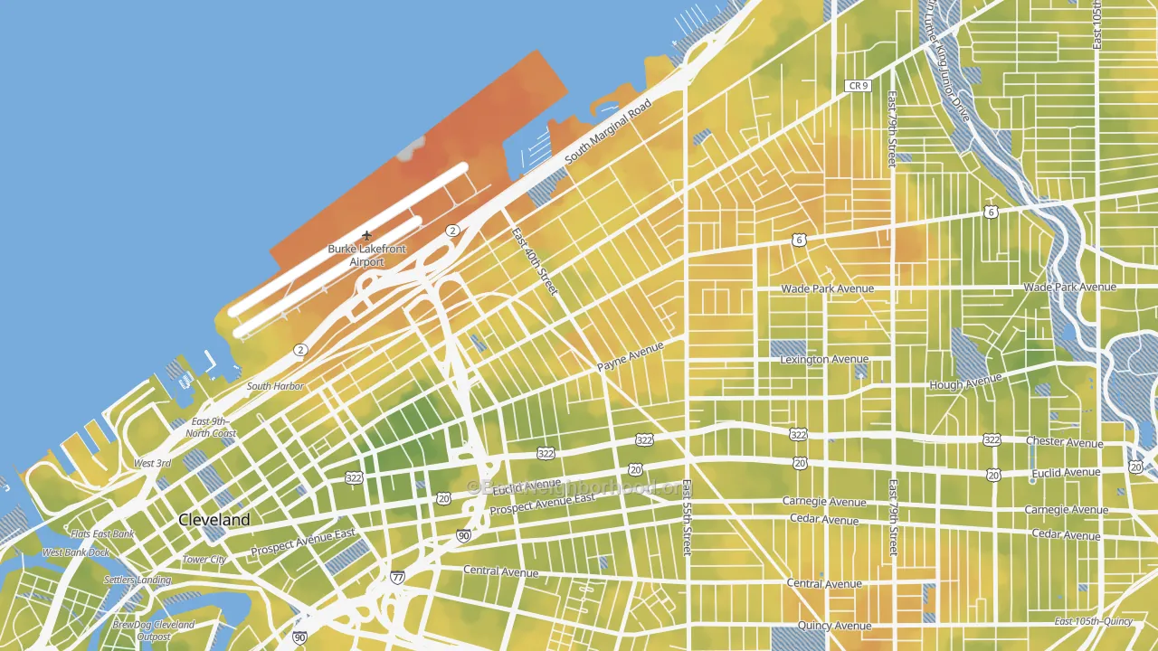 Bike Grade map of Goodrich-Kirtland Park, Cleveland, OH