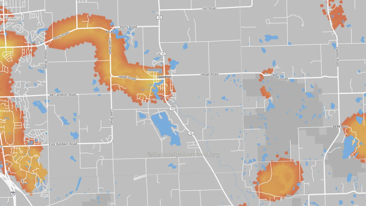 Bike Grade map of Goodrich, MI