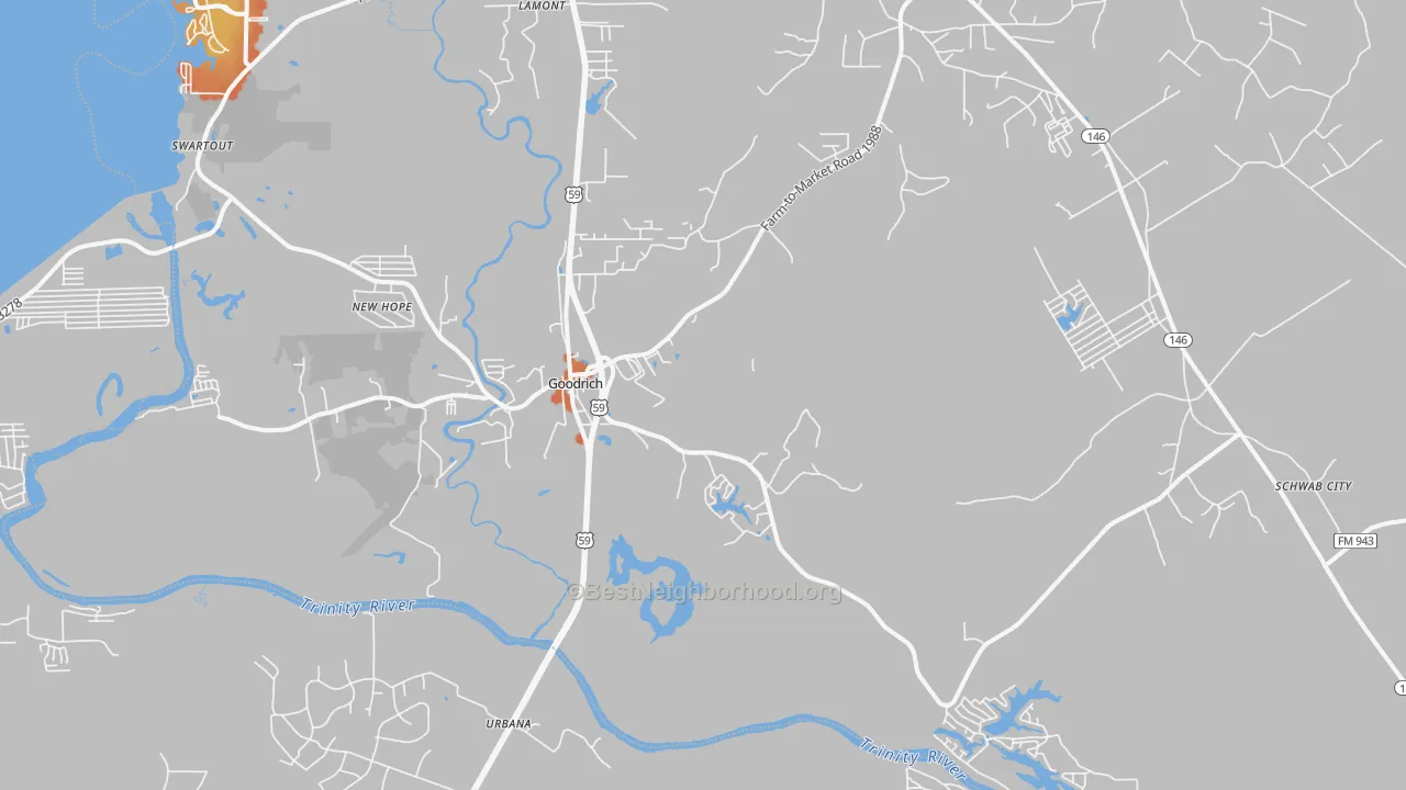 Bike Grade map of Goodrich, TX