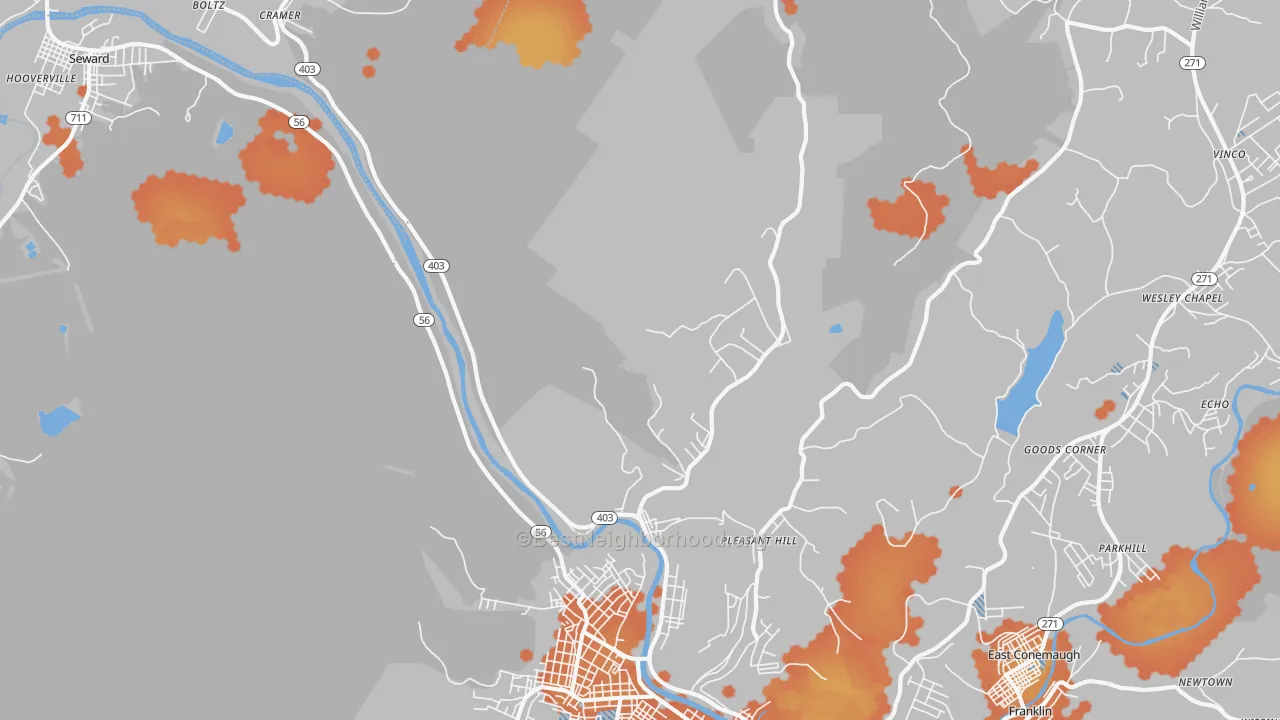 Bike Grade map of Goods Corner, PA