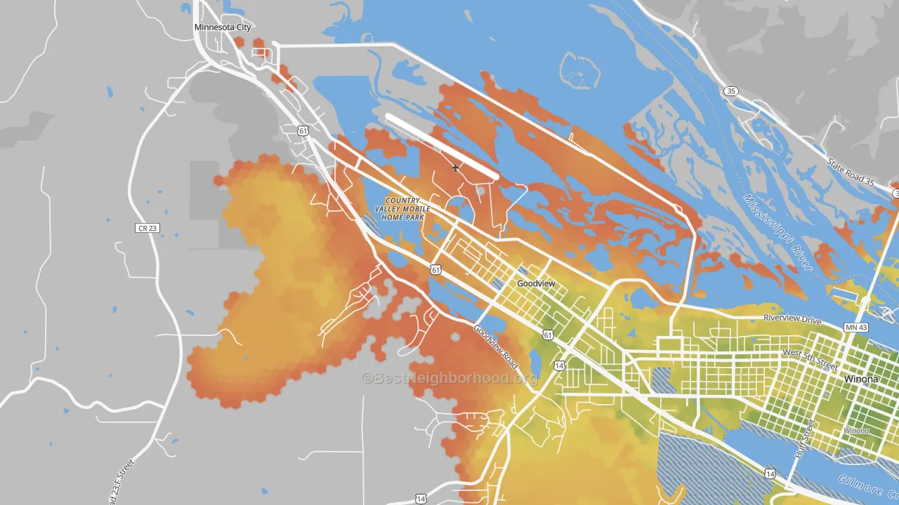 Bike Grade map of Goodview, MN