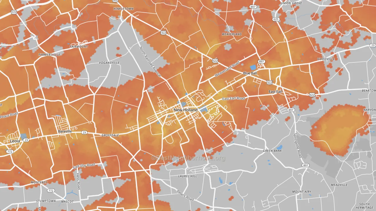 Bike Grade map of Goodville, PA