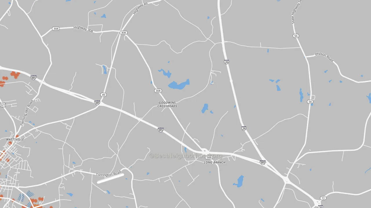 Bike Grade map of Goodwins Crossroads, SC