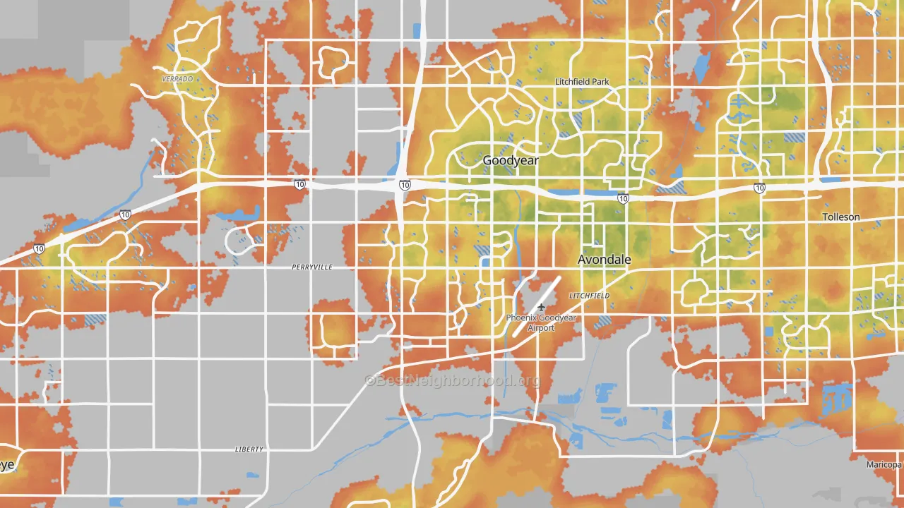 Bike Grade map of Goodyear, AZ