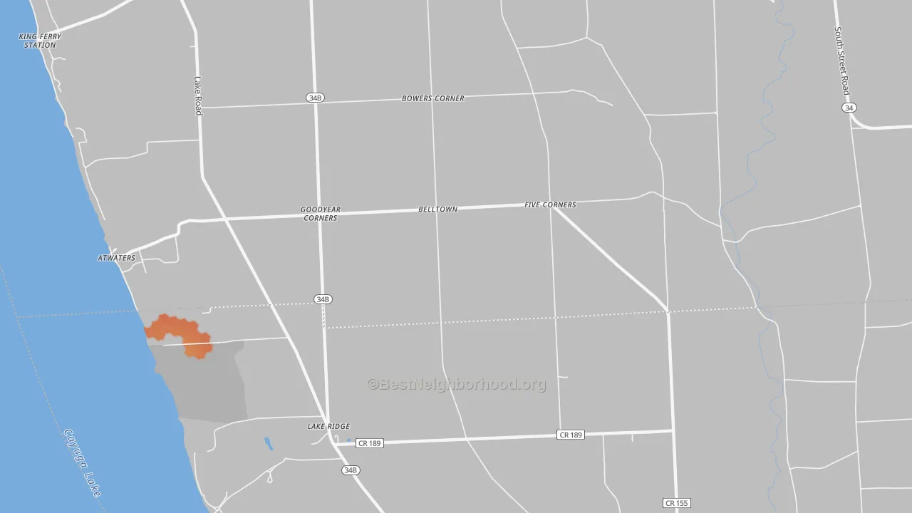 Bike Grade map of Goodyear Corners, NY