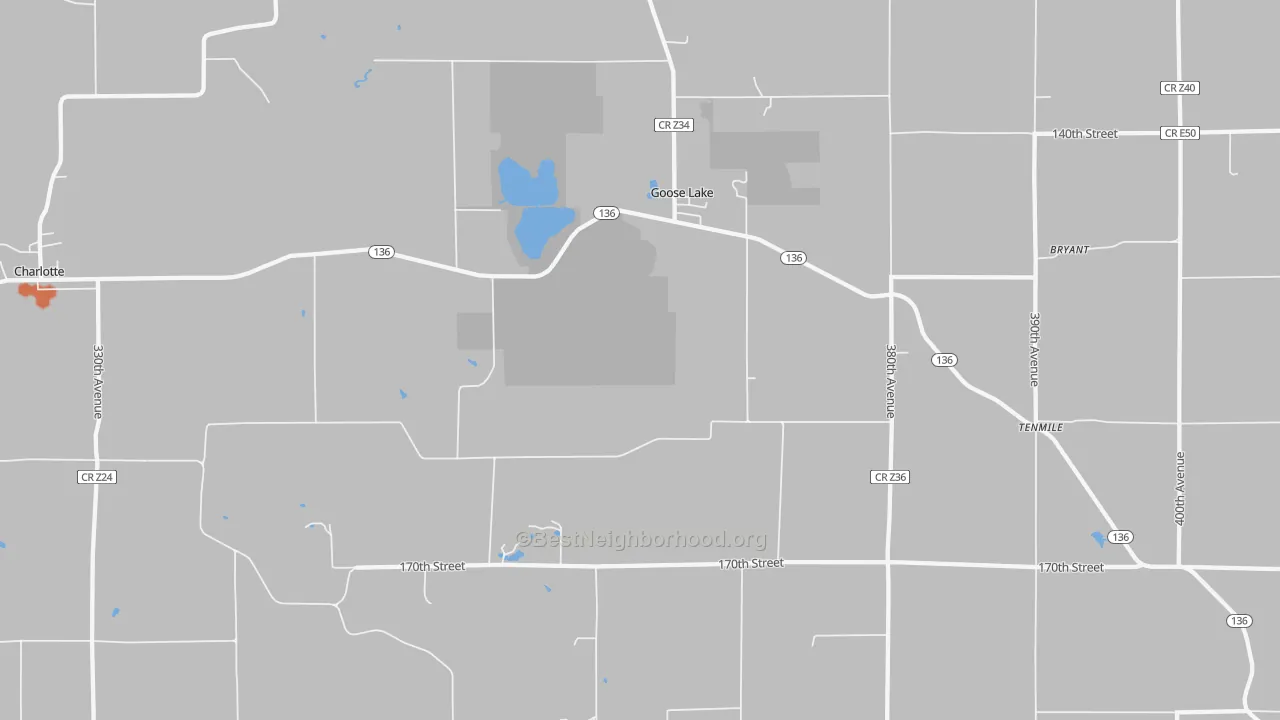 Bike Grade map of Goose Lake, IA