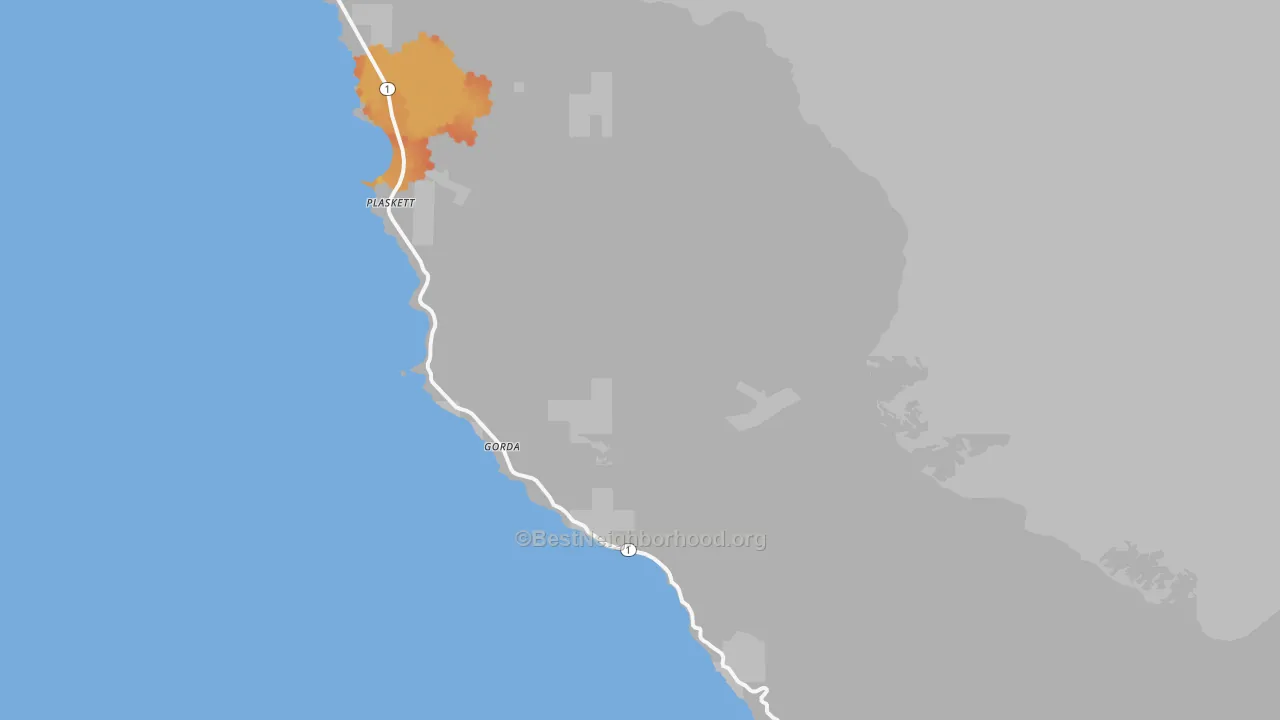Bike Grade map of Gorda, CA
