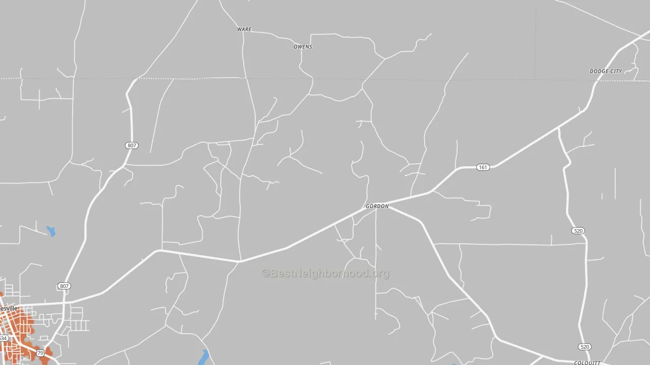 Bike Grade map of Gordon, LA