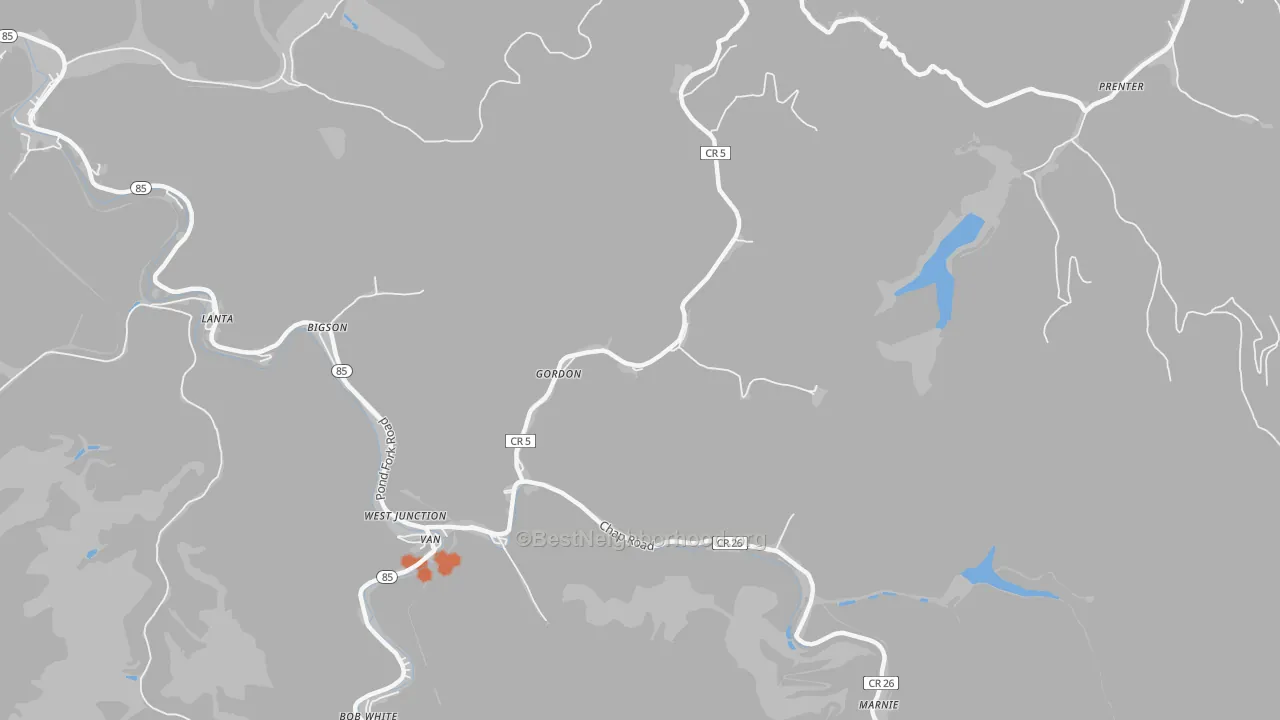 Bike Grade map of Gordon, WV