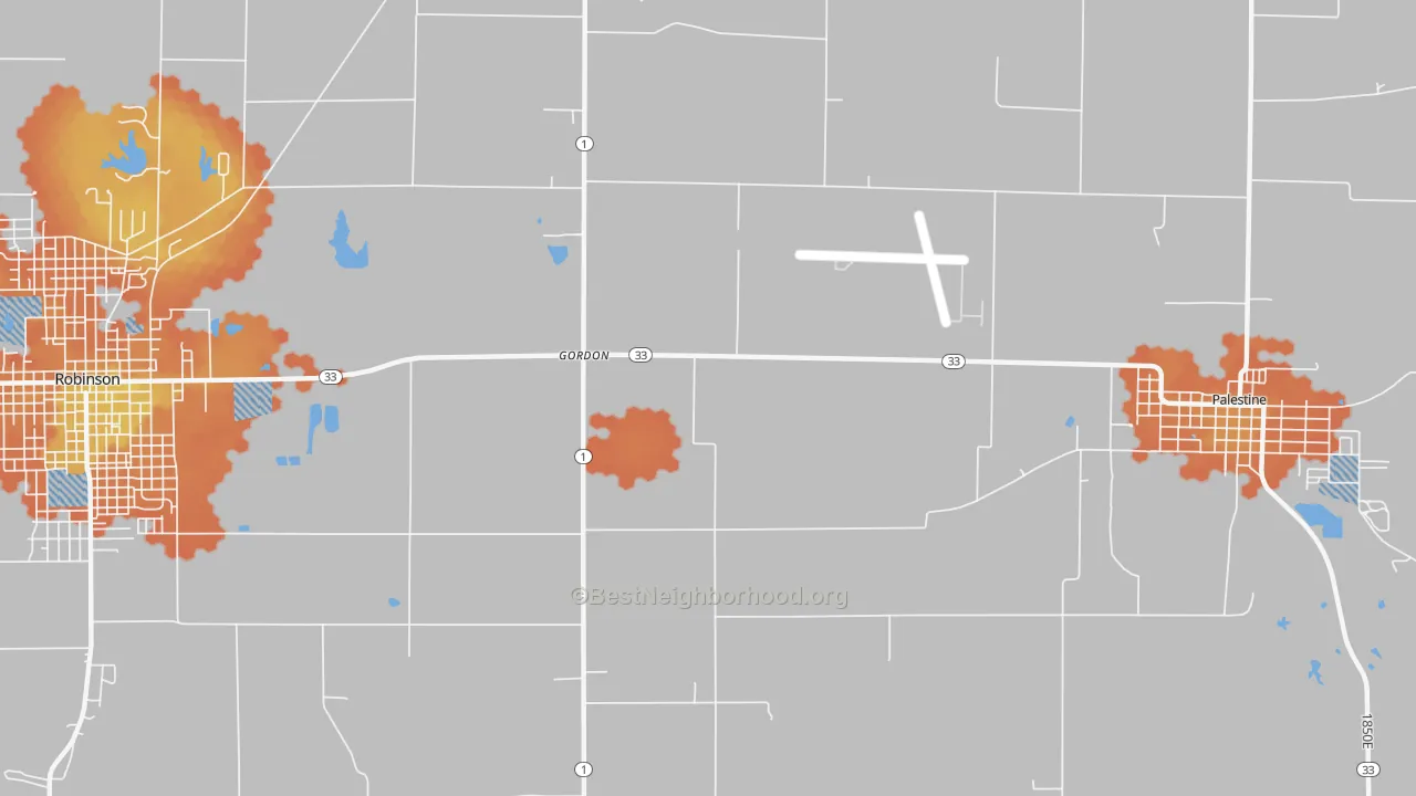 Bike Grade map of Gordons, IL