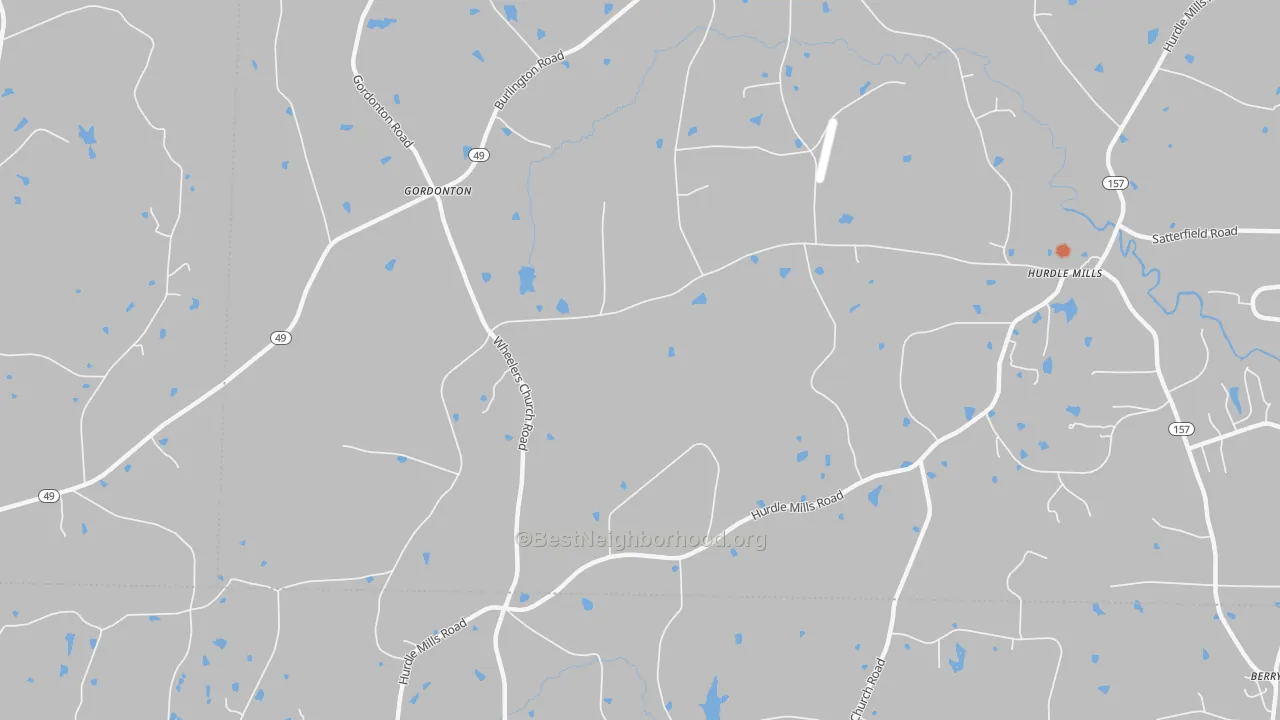 Bike Grade map of Gordonton, NC