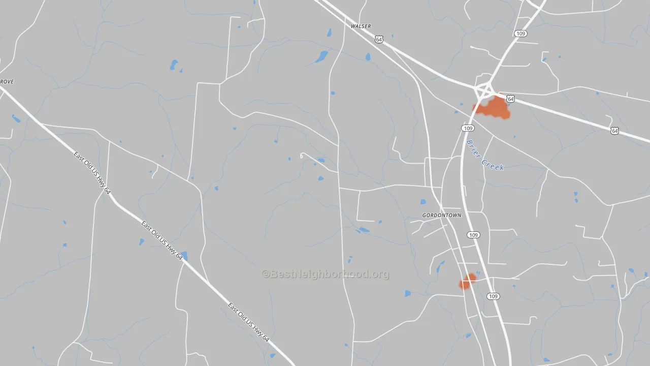 Bike Grade map of Gordontown, NC
