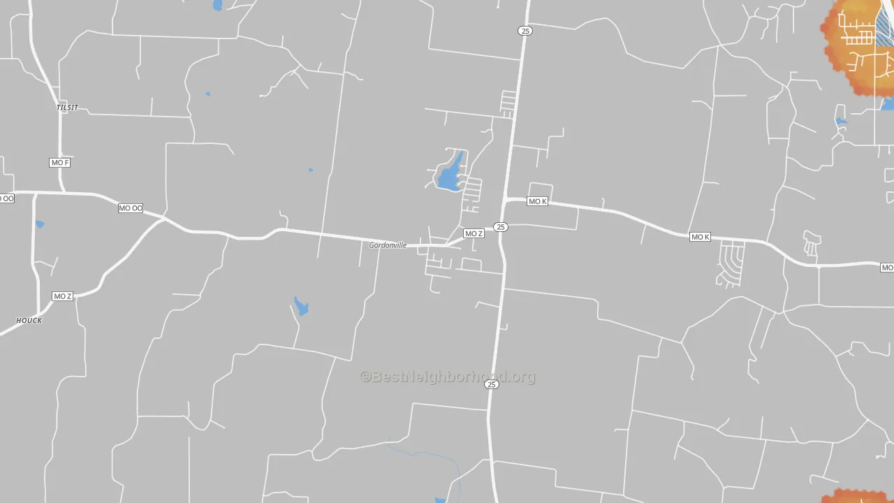 Bike Grade map of Gordonville, MO