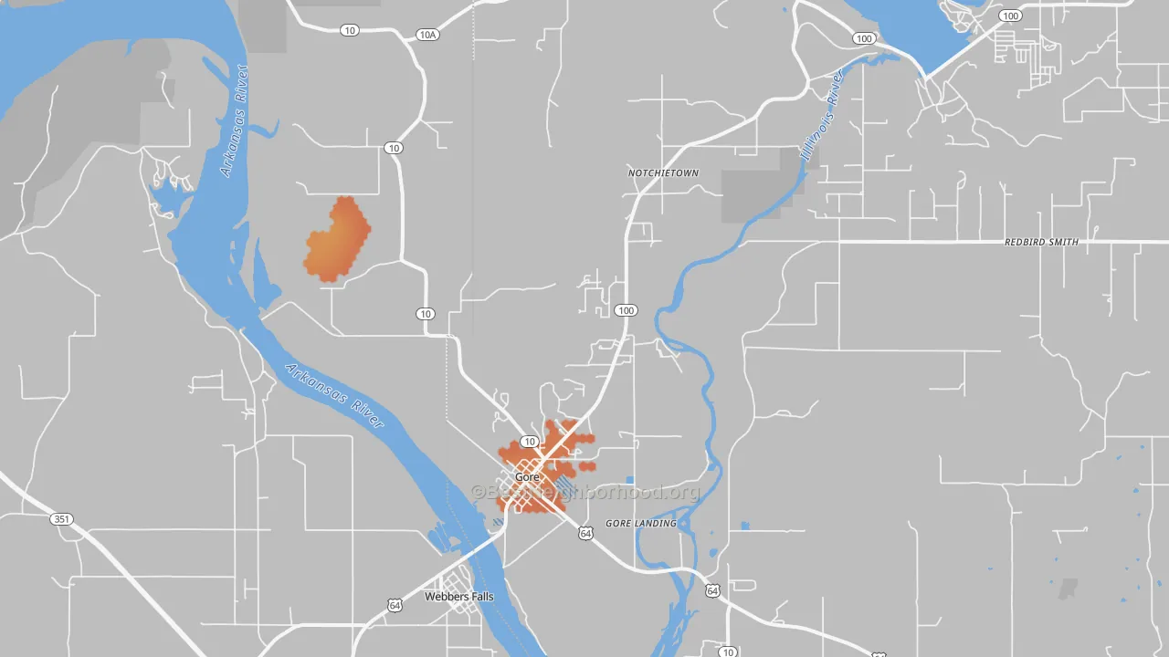 Bike Grade map of Gore, OK
