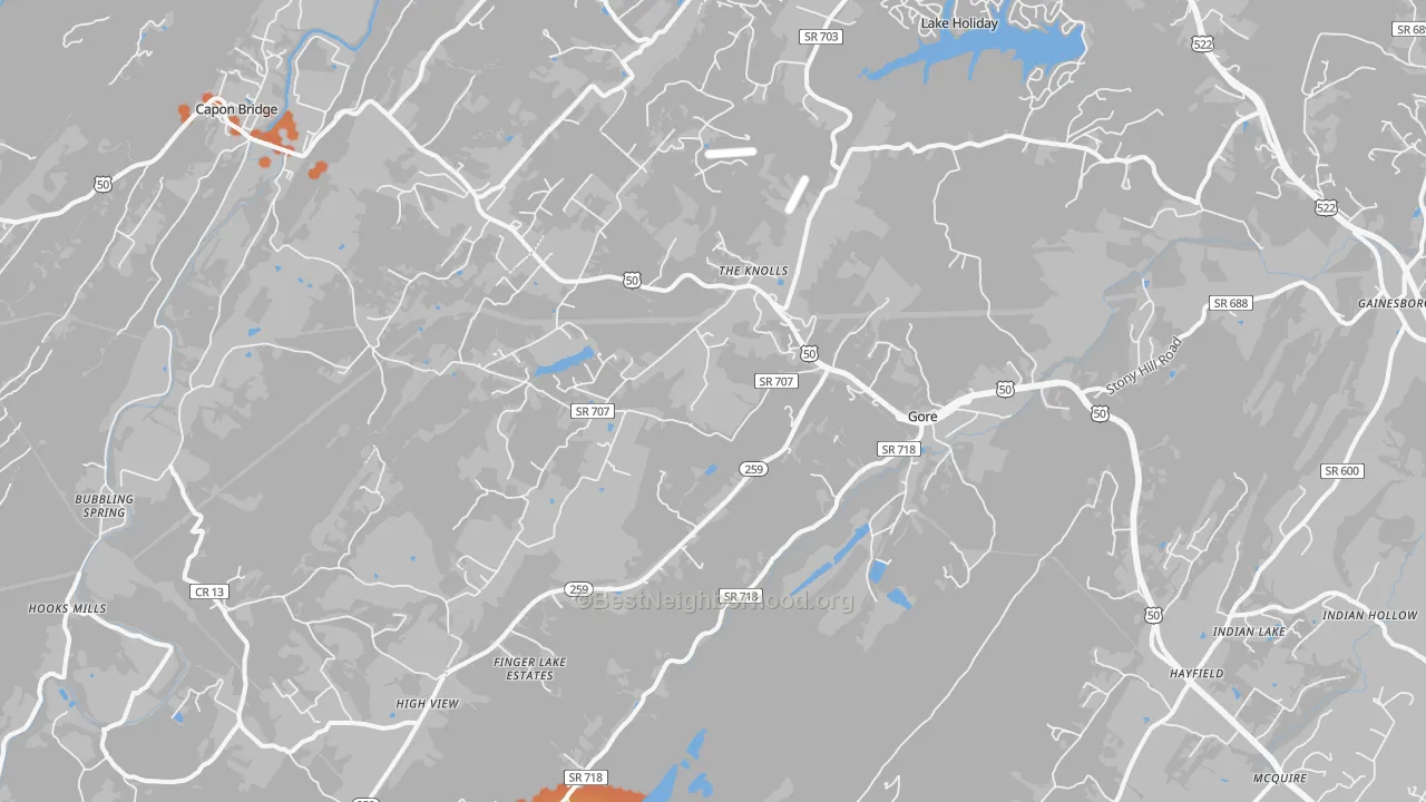 Bike Grade map of Gore, VA