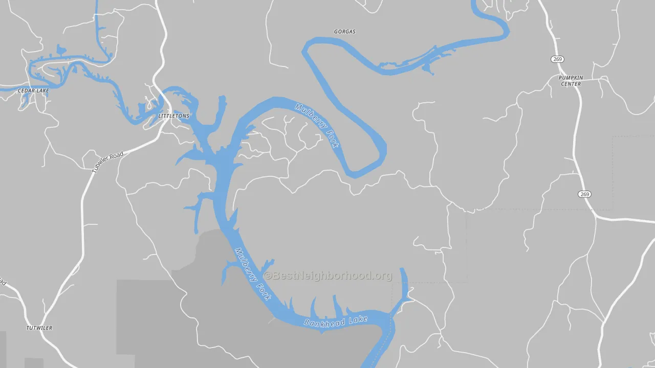 Bike Grade map of Gorgas, AL