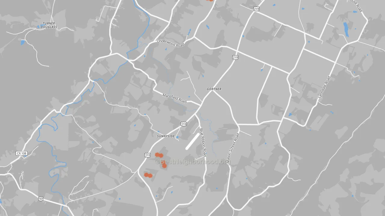 Bike Grade map of Gortner, MD
