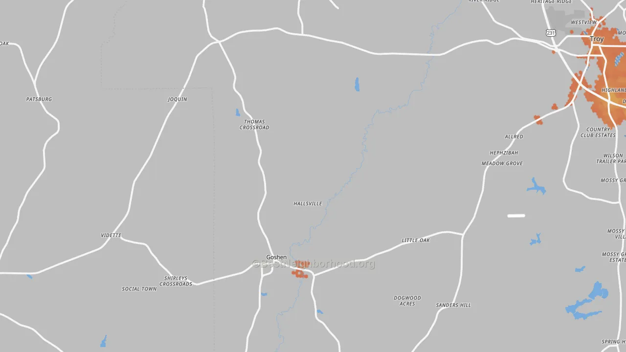 Bike Grade map of Goshen, AL
