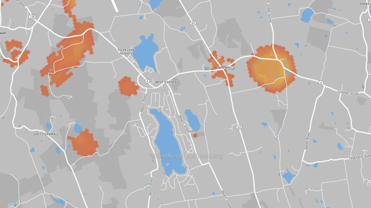 Bike Grade map of Goshen, CT