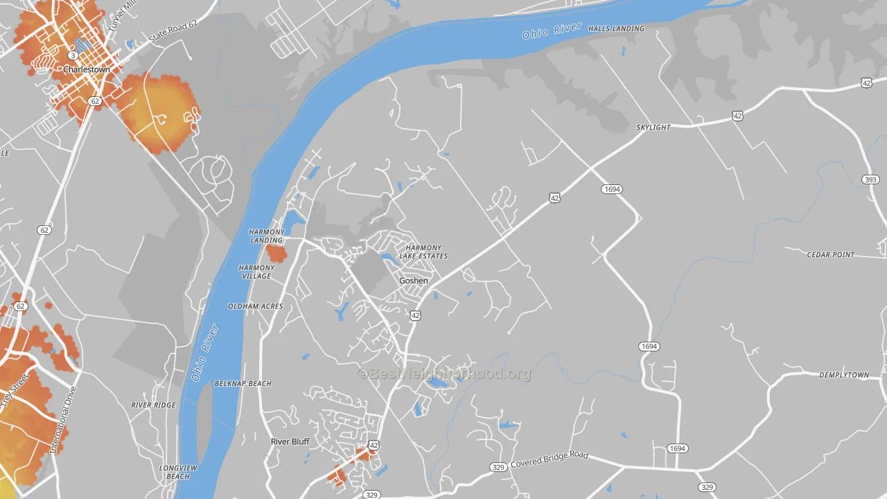 Bike Grade map of Goshen, KY