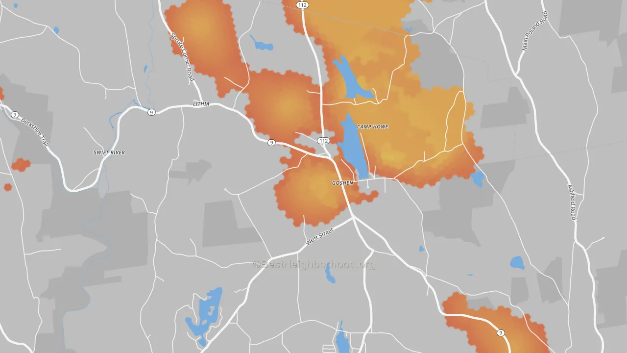 Bike Grade map of Goshen, MA