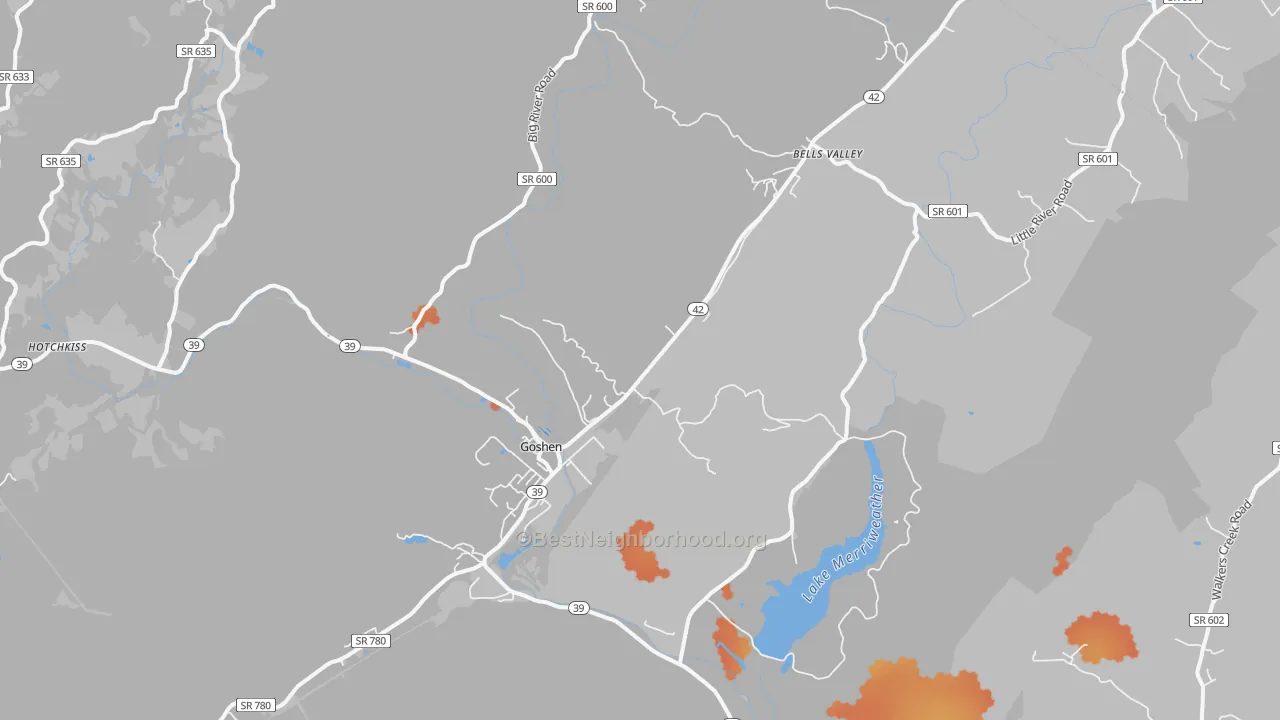Bike Grade map of Goshen, VA